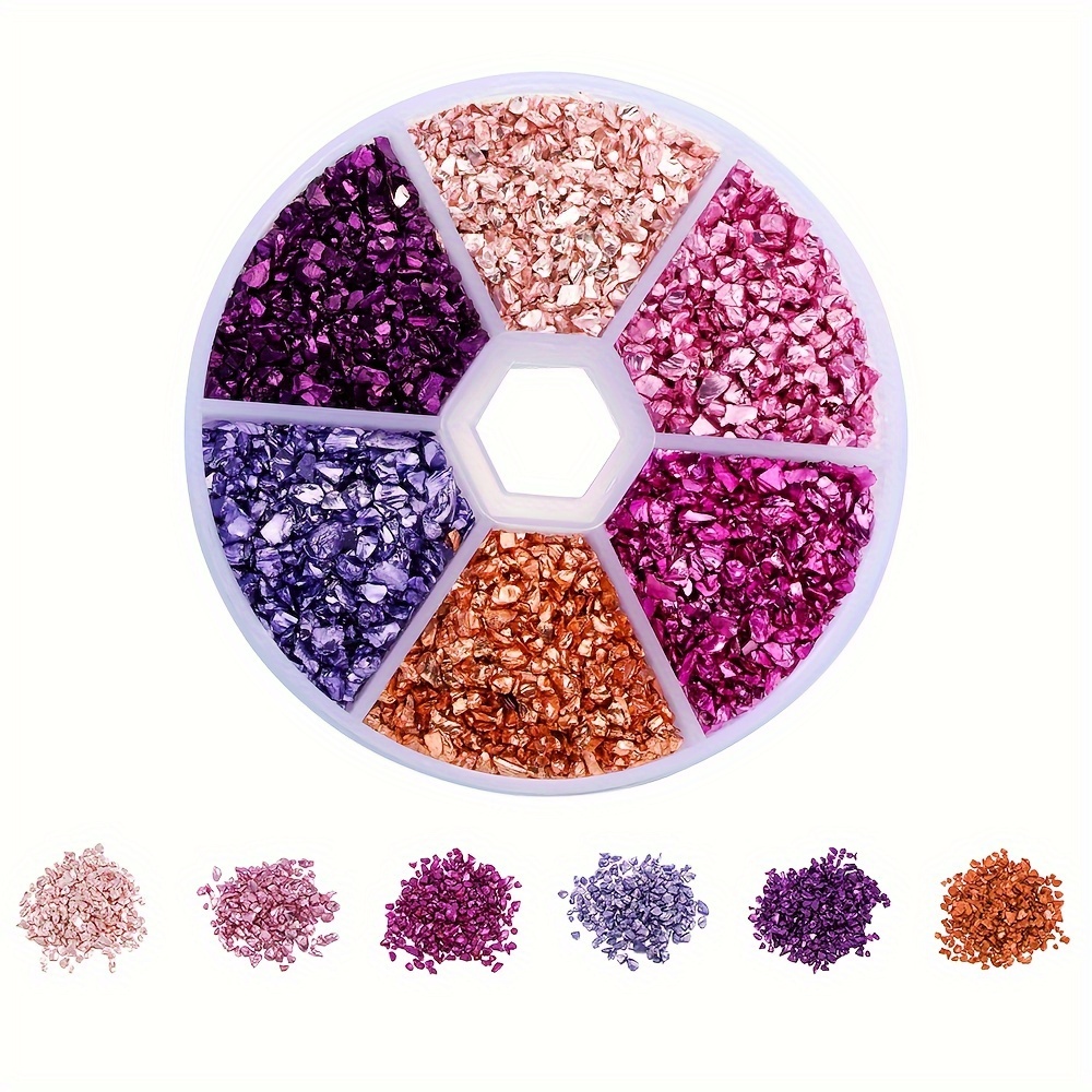 E-shop 1 Schachtel mit leuchtenden, mehrfarbigen Glassplittern - Ideal für Epoxidharz-Bastelarbeiten, Nagelkunst-Dekorationen & handgefertigten