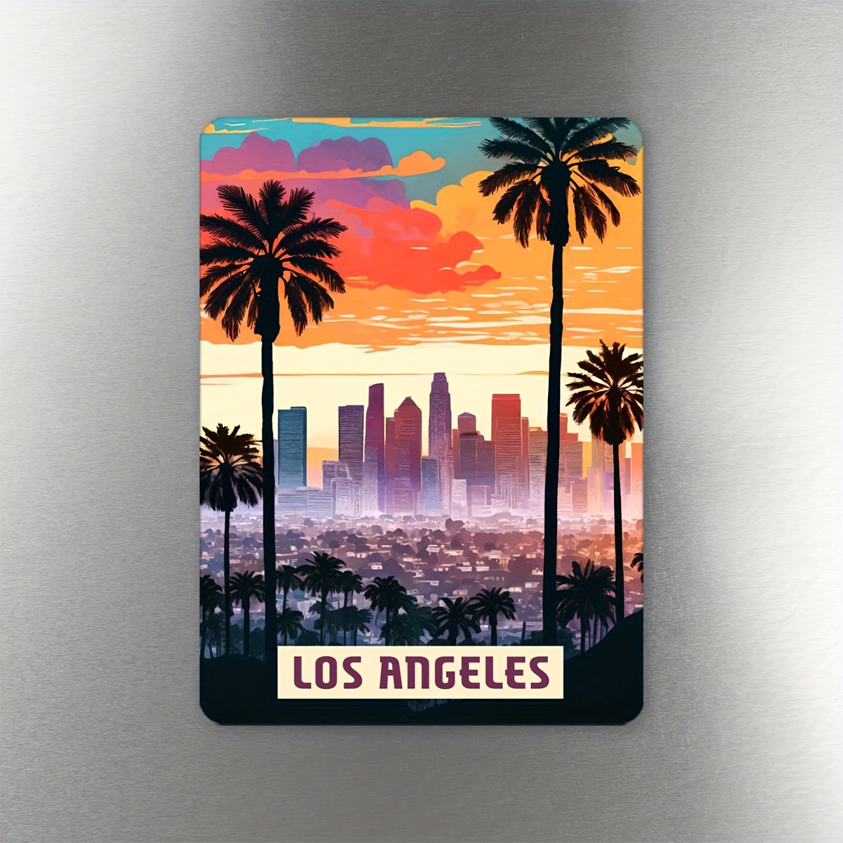 TEMU 1pc Modern Art Design, Los Angeles Poster Magnet Stick, 2d Flat Printing, Special Gifts, Creative Refrigerator And Door Surface Decoration,