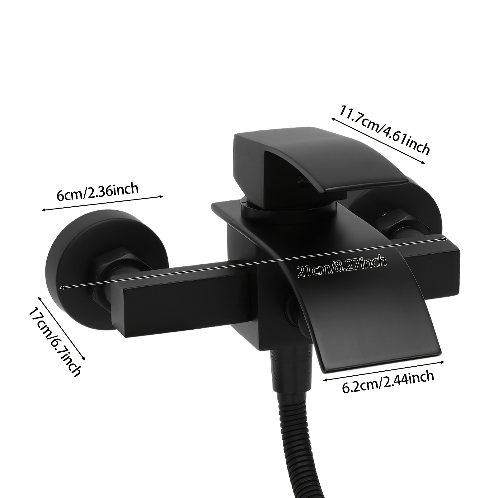 Black Spray Painted Bathtub Faucet Waterfall Bath Mixer Faucet With Hand Shower For Beauty Salons, Homes, Etc