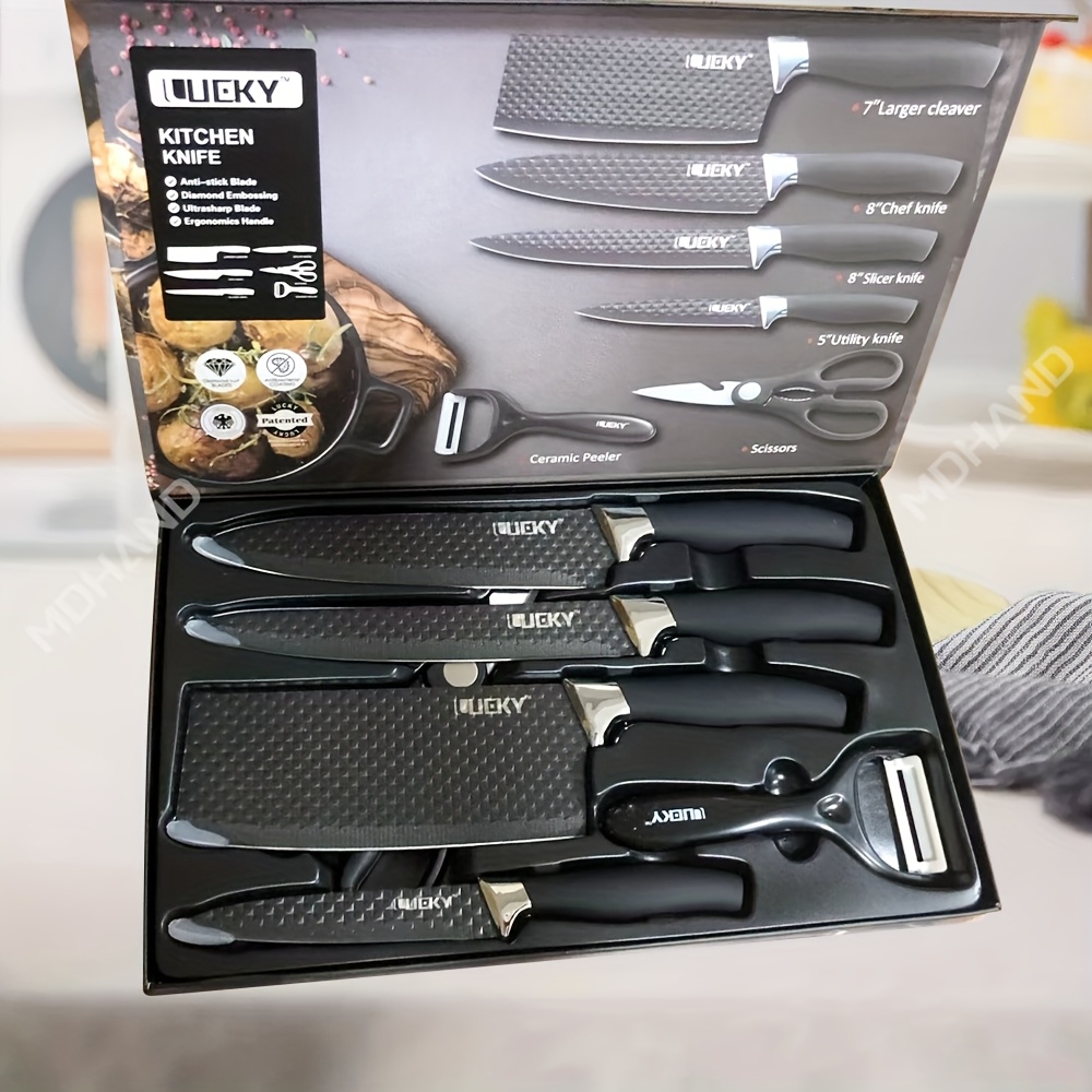 TEMU 6pcs Stainless Steel Knife Set, Stainless Steel Kitchen Knife Tool Set. Kitchen Knives And Scissors, Paring Knife, Peeling Knife, Kitchen Set