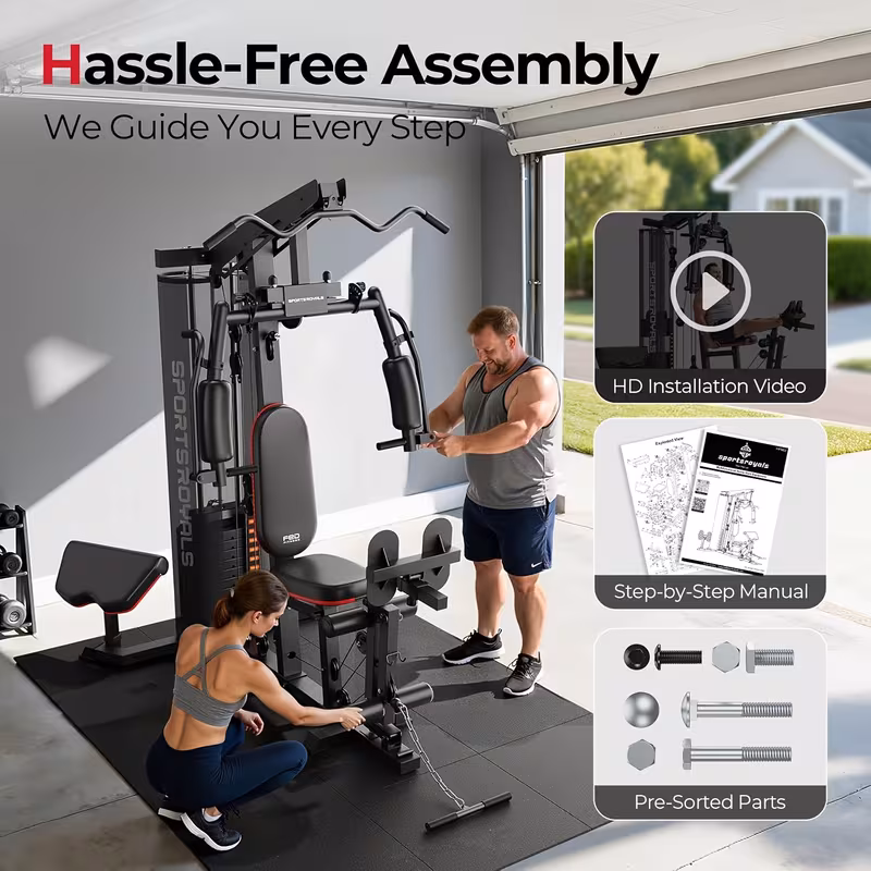 multifunctional for home gym equipment 150lbs weight stack all in one workout machine 35 exercise functions with adjustable seat pulley system stable h base full body trainer for home garage apartment without battery Product details 6