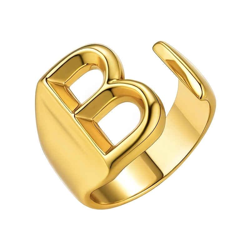 Vintage 26 English Letters Stainless Steel Open Ring