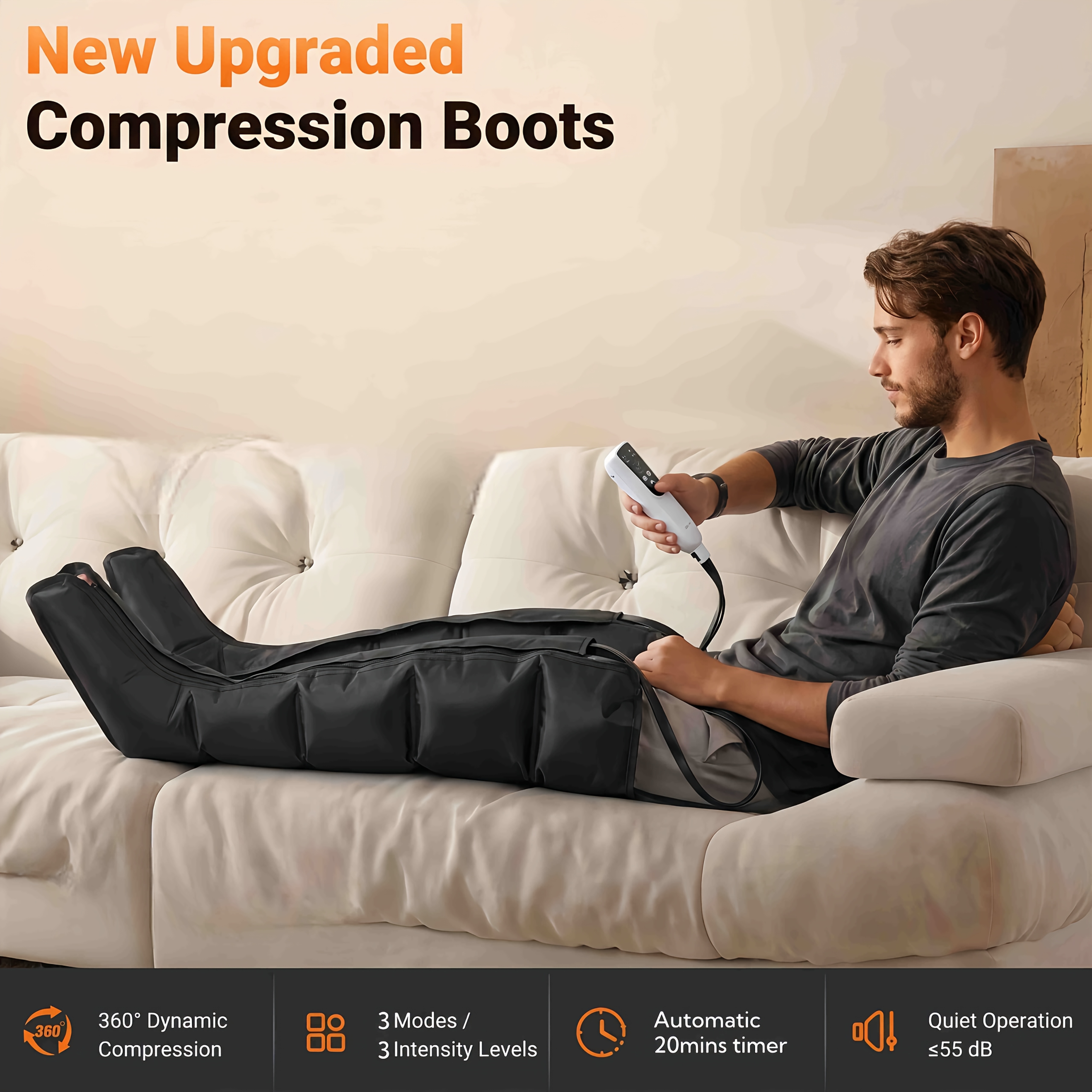 Image of Soft And Skin-friendly Leg Massager, Dual Sizes To Different Leg Circumferences, Full Wrap-around Fit For A More Comfortable Massage Experience