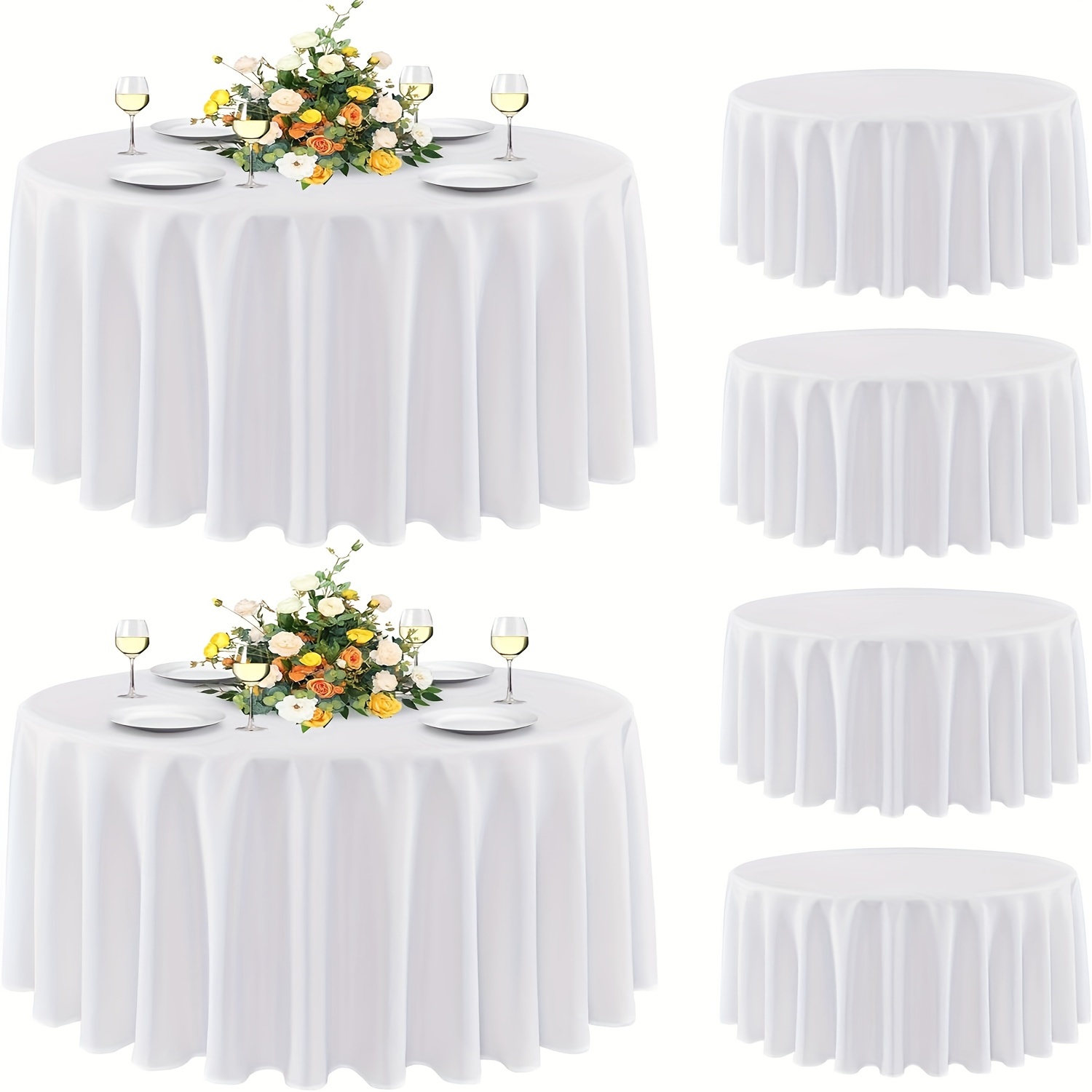

6-piece Elegant Round Tablecloths - Washable Polyester, Perfect For Weddings, Banquets, Birthdays & Restaurants Transform Your Dining Experience
