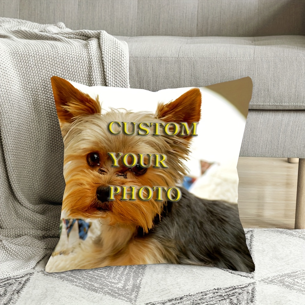 

Custom Yorkie Dog Photo Pillow Cover - 18x18 Inch, Soft Square Cushion For Home Decor, No Pillow Core