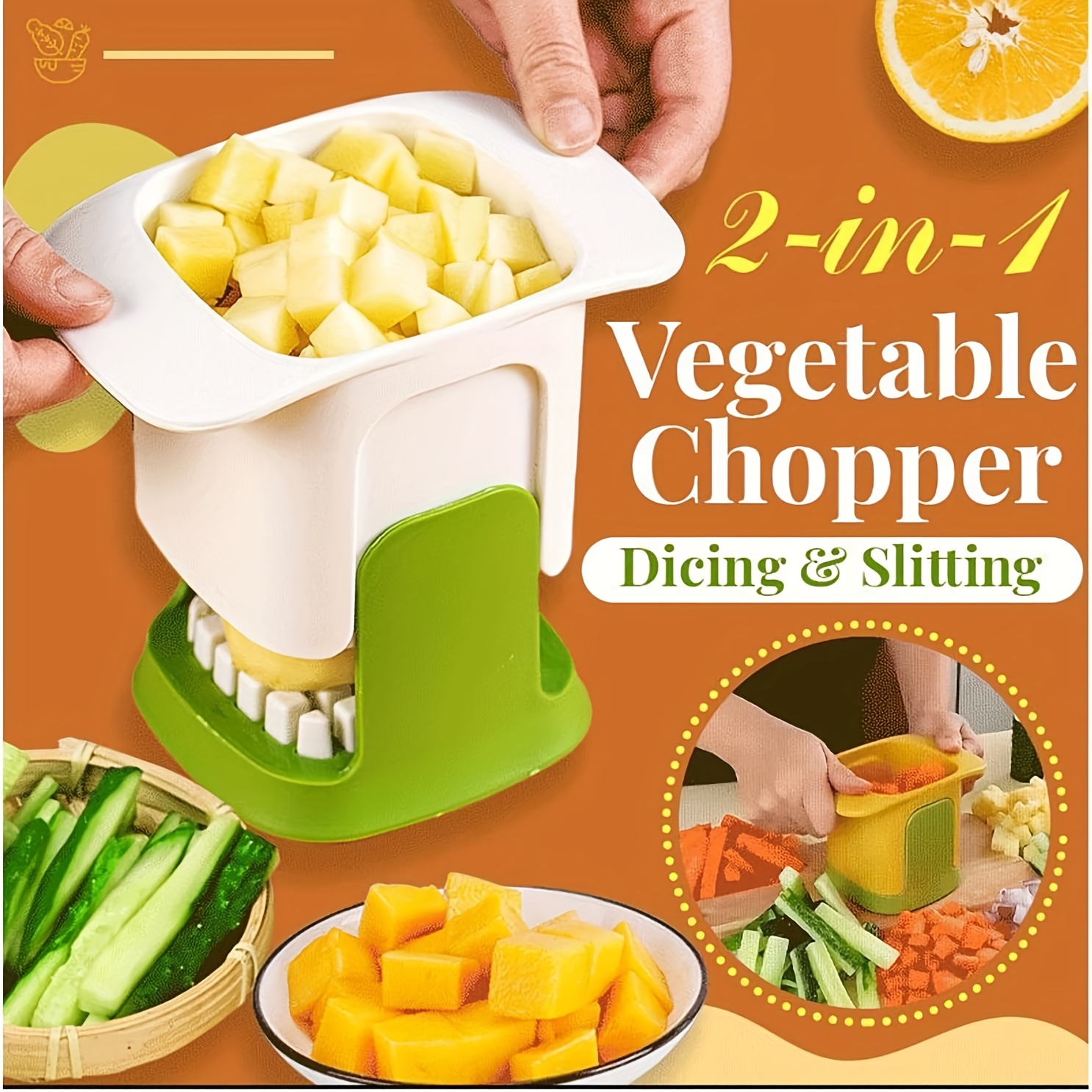 

Multifunctional Manual Vegetable Chopper, Pet Material With Stainless Steel , Handheld French Fry Cutter For Onion, , Garlic, , & Fruit Dicing - No Power Supply Needed, Vegetable And Chopper