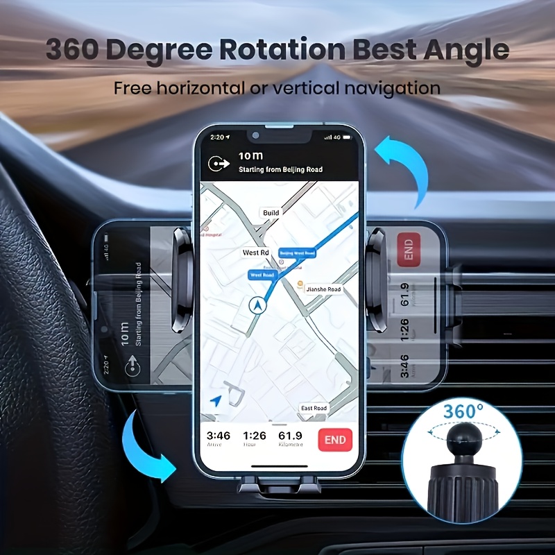 TEMU Supporto bocchetta auto, GPS a , , realizzato in resistente materiale ABS, presa sicura, per la maggior parte dei veicoli, una scelta per la e