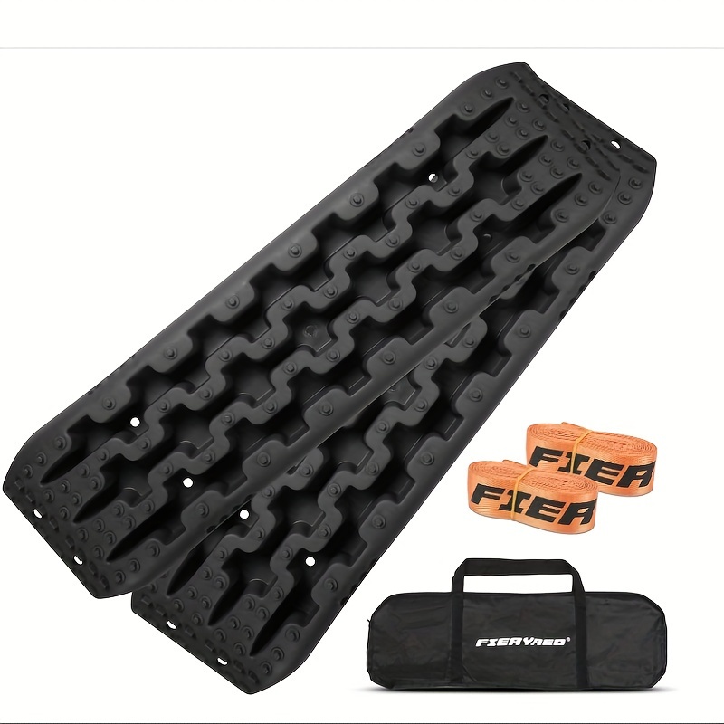 Recovery Board Offroad Tracks Mats, 2 stuks offroad-tractiebaanmat, tractiemat, gripmat, starthulp, modder, zand, sneeuw, bandenladder voor terreinwagens, campers, auto's, vrachtwagens (zwart