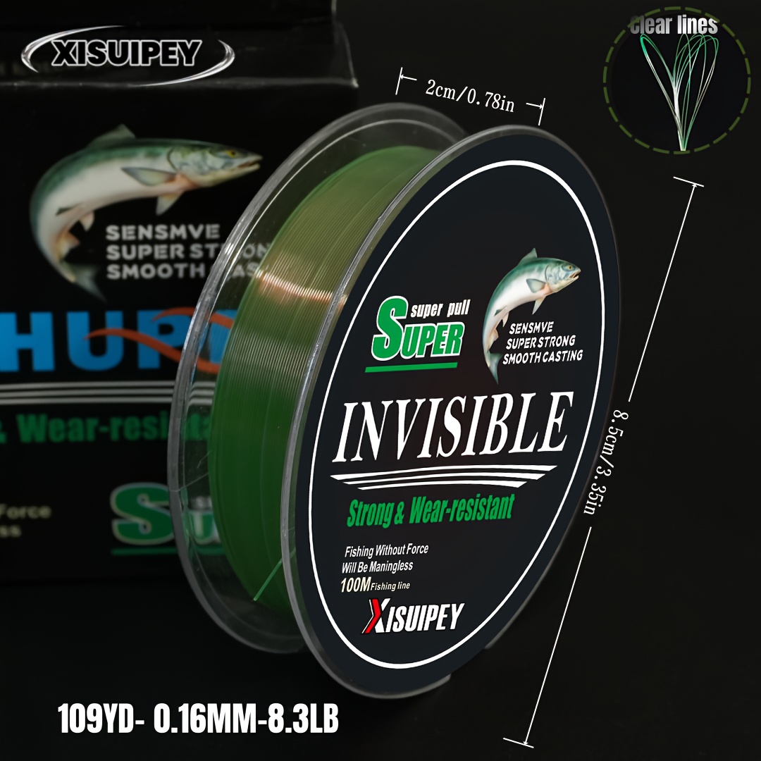 TEMU 1 Roll Fluorocarbon High-quality Fishing Line, Invisible When Entering Water, Color-changing Nylon Line Under , Suitable For Ice Fishing, Sea