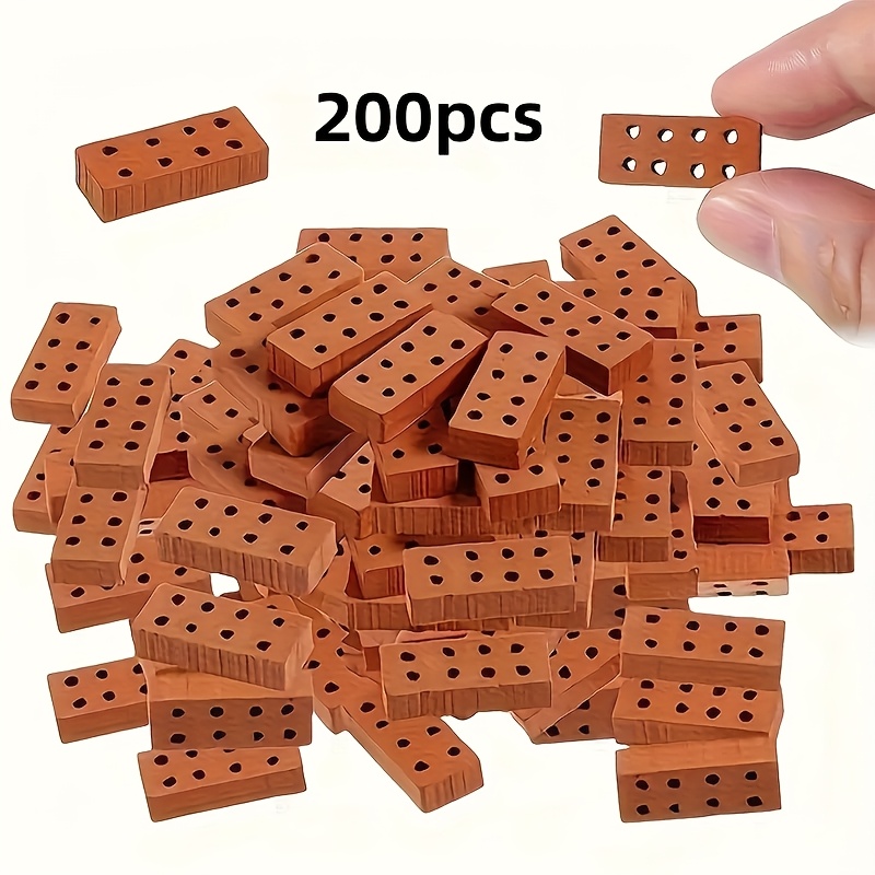 Image of 200pcs Mini Clay Brick Set, Reusable 8-hole Mini Clay Bricks, Realistic Diy Miniature Building Model With 8-hole Standard Brick Set For Dollhouse Decor, Miniature Scene Assembly, And Bonsai Decoration