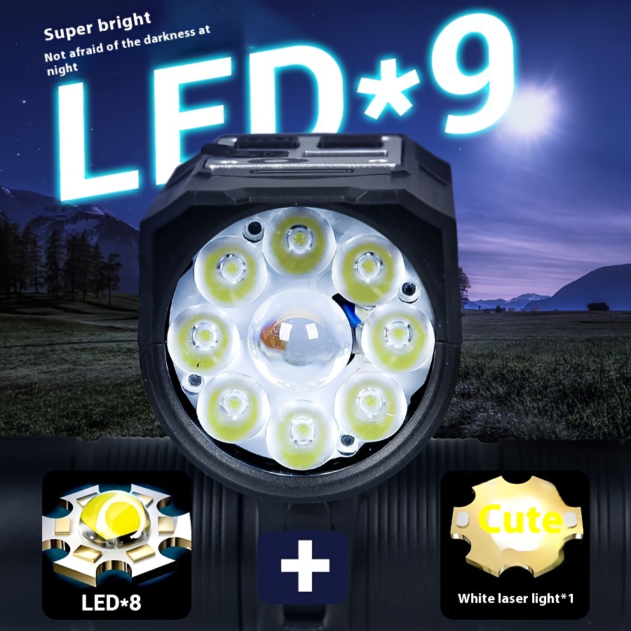 Rechargeable Bicycle Night Light - 1000 Lumens High Brightness, 10 LEDs, ABS Housing, USB Powered, Ideal for Mountain Biking and Night Riding, Bike Lights for Night Riding, Sleek Cylindrical Design, Durable Plastic Body