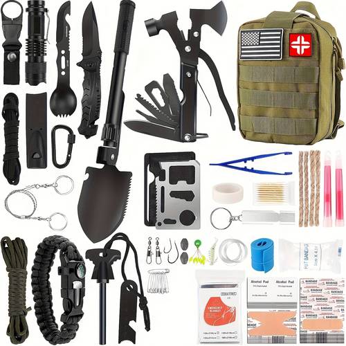 142 in 1 multipurpose tool box emergency survival kit outdoor tool outdoor camping repair kits kits for climbing climbing boating gardening birthday christmas fathers day gifts for fathers and husbands