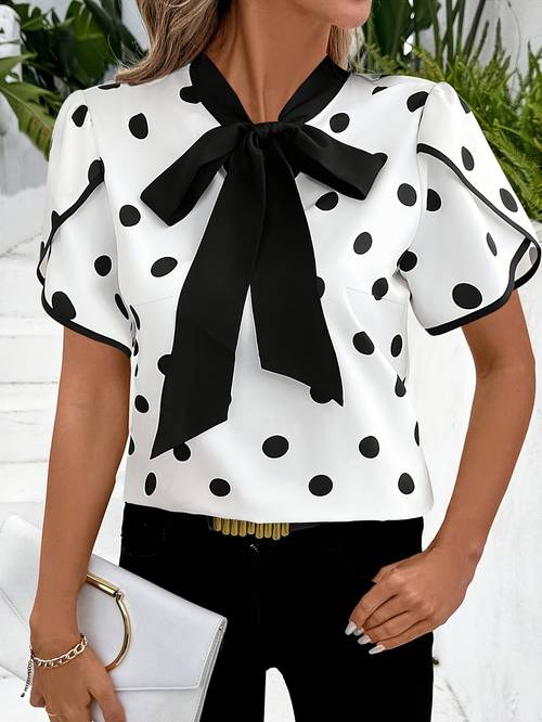 kleding dames polka dot strik shirt