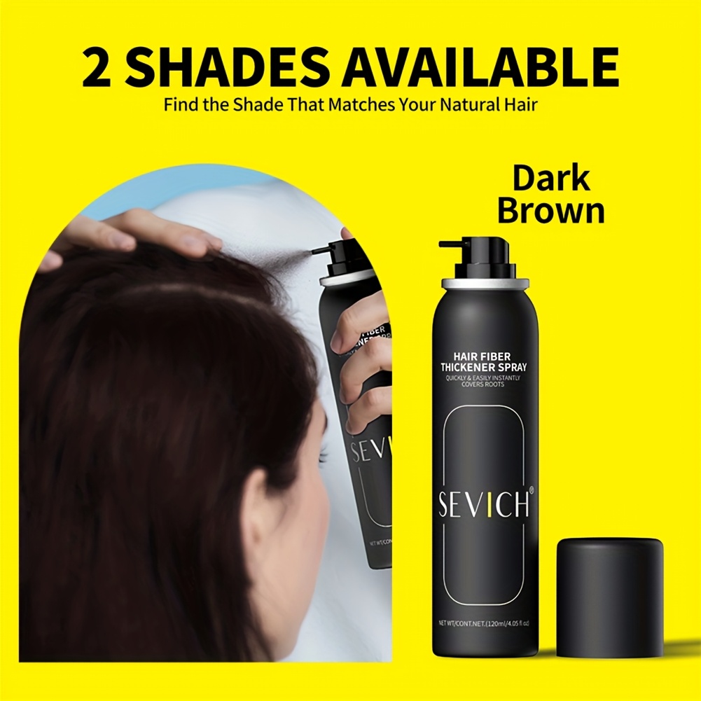 TEMU Sevich Hair Fiber Spray Instant Root Cover Up Temporary Gray Concealer Spray, Hair Building Fibers - Natural, No-mark Fiber For Fuller, Hair Color Spray With Filling & Thickening Coverage