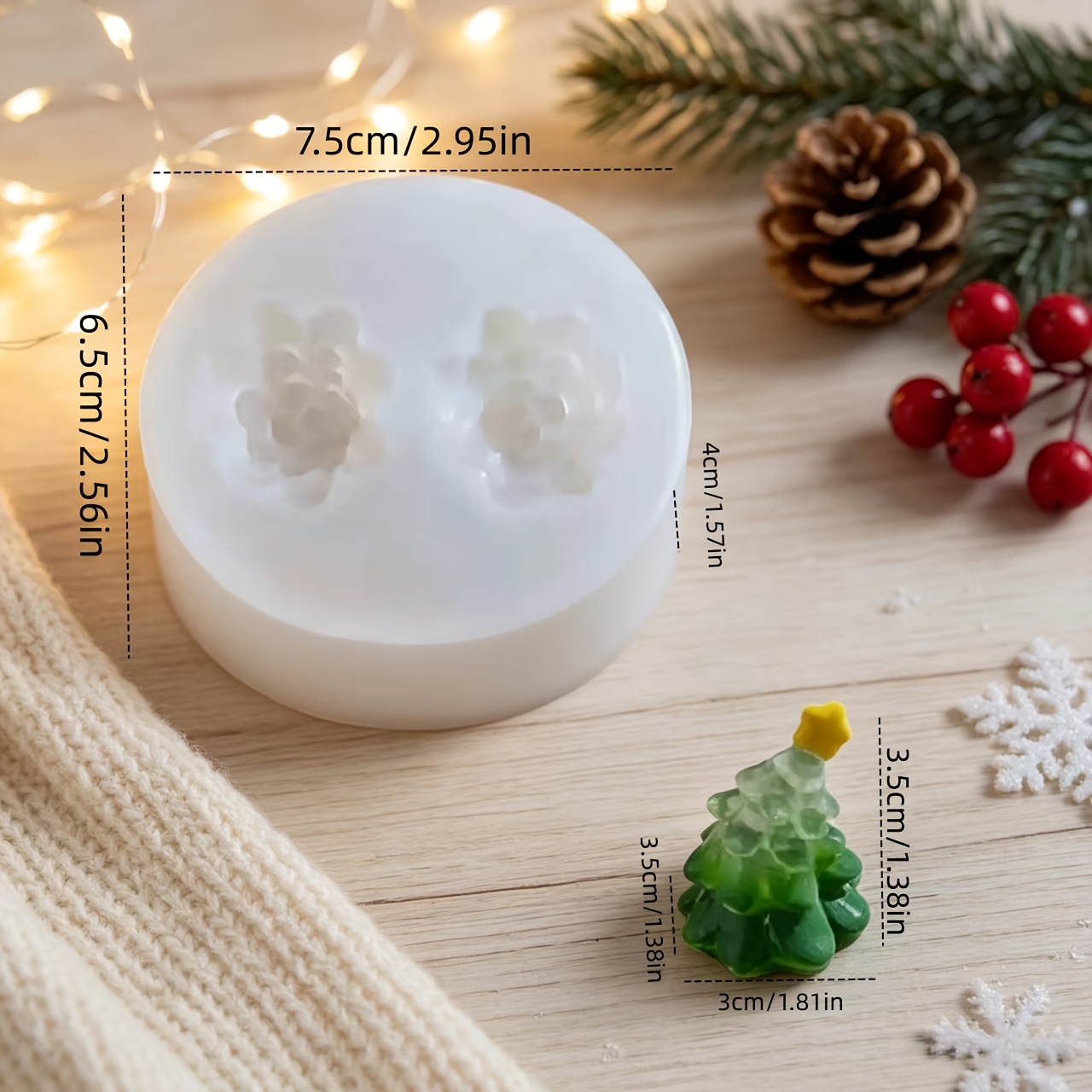 TEMU 1pc Christmas New 2pcs Christmas Tree Shaped Scented Candle Silicone Mold Holiday Souvenir Diffuser Gypsum Ornament Silicone Mold