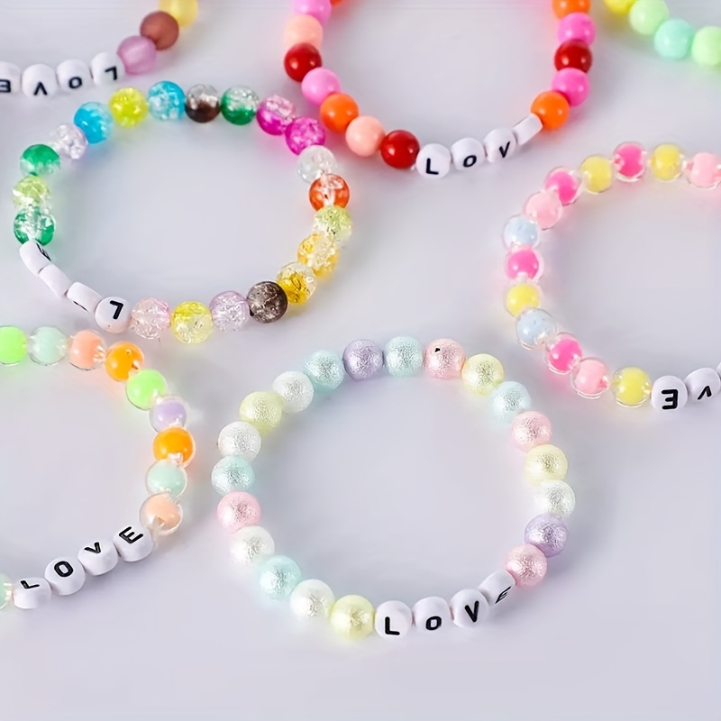 Customizable Name Acrylic Bead Bracelet, Personalized Gift