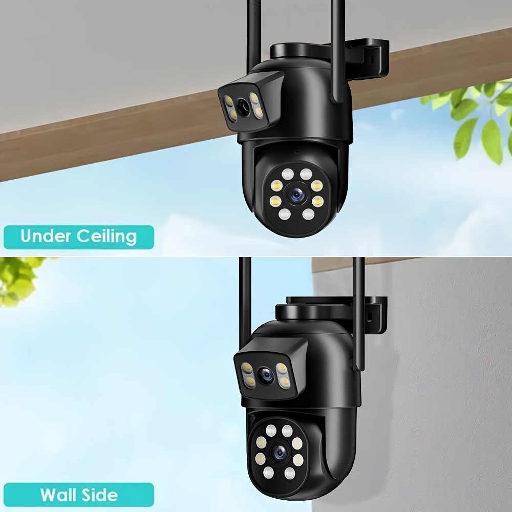 Wireless Smart Outdoor Dual Lens Security Camera, PTZ 360° View Surveillance System, AI Human Detect Camera, Color Night Vision, 2.4/5G WiFi, Auto Tracking, High Quality, Mobile App, Property Protection, Sleek Design, Durable Construction, Smart Home Device, Techsavvy Users, Camara De Vigilancia Con Seguimiento Inteligente, Street Video Surveillance Cameras, Home Surveillance Cameras, Icsee, Cameras, Outdoor Surveillance Cameras