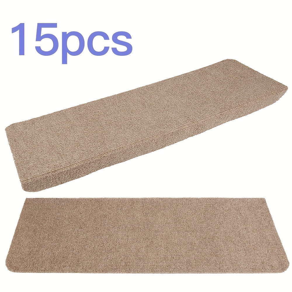 TEMU Ensemble de 15 tapis antidérapants, tapis d'entrée 65X21 cm, tapis d'escalier auto-adhésif avec une bordure de 4 cm, en polypropylène,