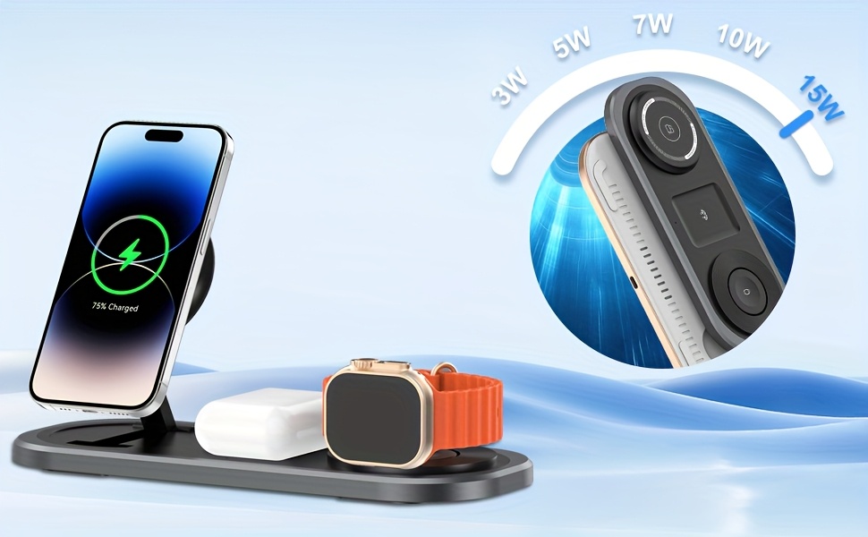 3 in 1 wireless charger for iphone foldable charging station compatible with iphone 16 15 14 13 12 pro max pro   suitable for iwatch 10   se 6 5     ultra fits pro 2 3 4 Product details 5