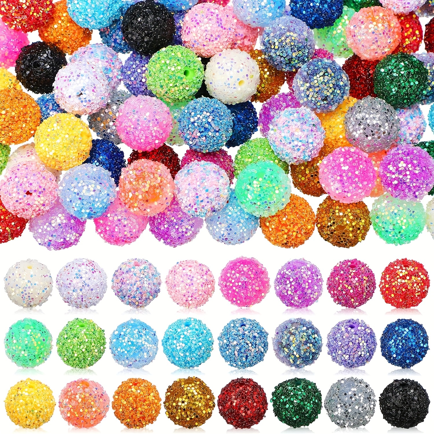 

20 Pcs 20mm Chunk Bubblegum Beads - Multicolored Rhinestone Beads For Diy Jewelry, Crafts, And Pen Accessories