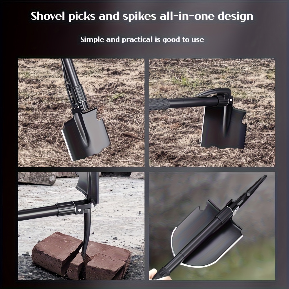 Tactical Folding Shovel with Compass for Camping