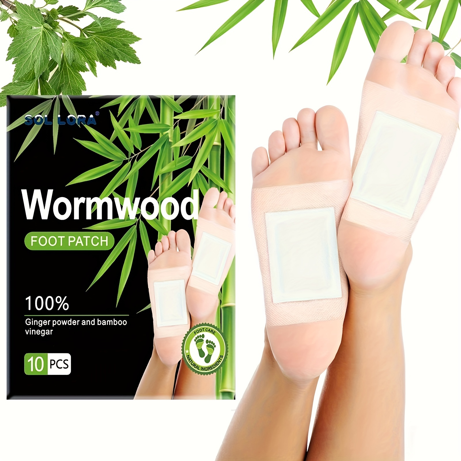 

10pcs, Wormwood Foot Patches With Ginger Powder And Bamboo Extract, Deep Cleaning Foot Pad With Natural Ingredients