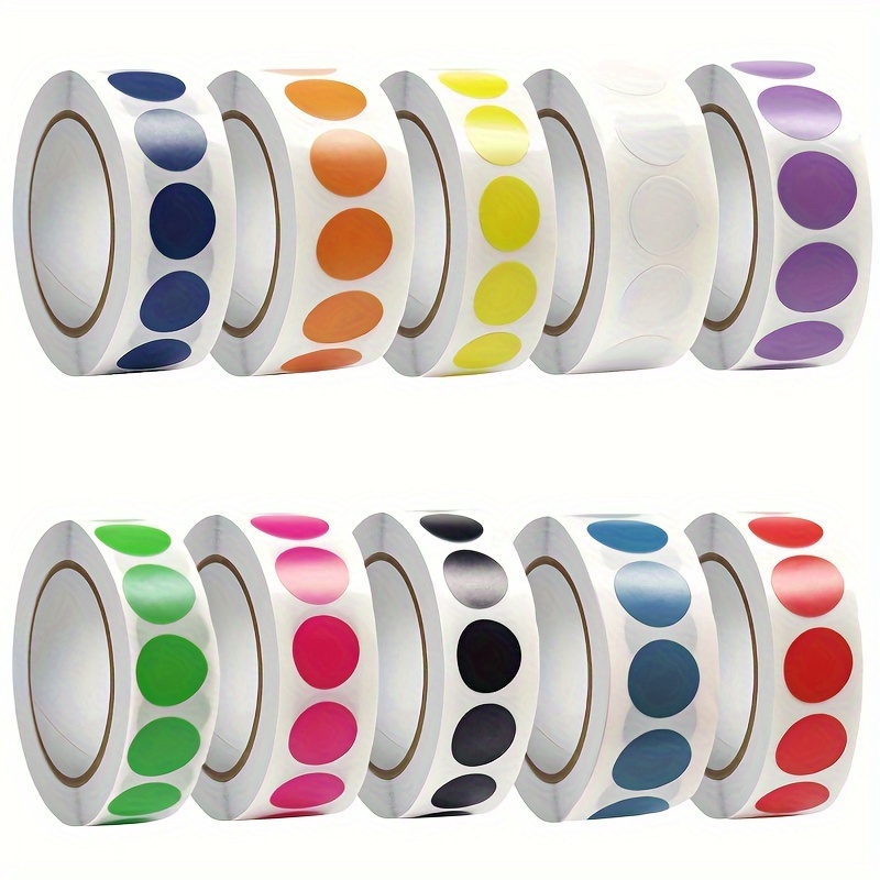 

1000 Pieces/ Roll Of Colorful Dot Stickers: Circle Color Coding Labels For Office, Student Classroom