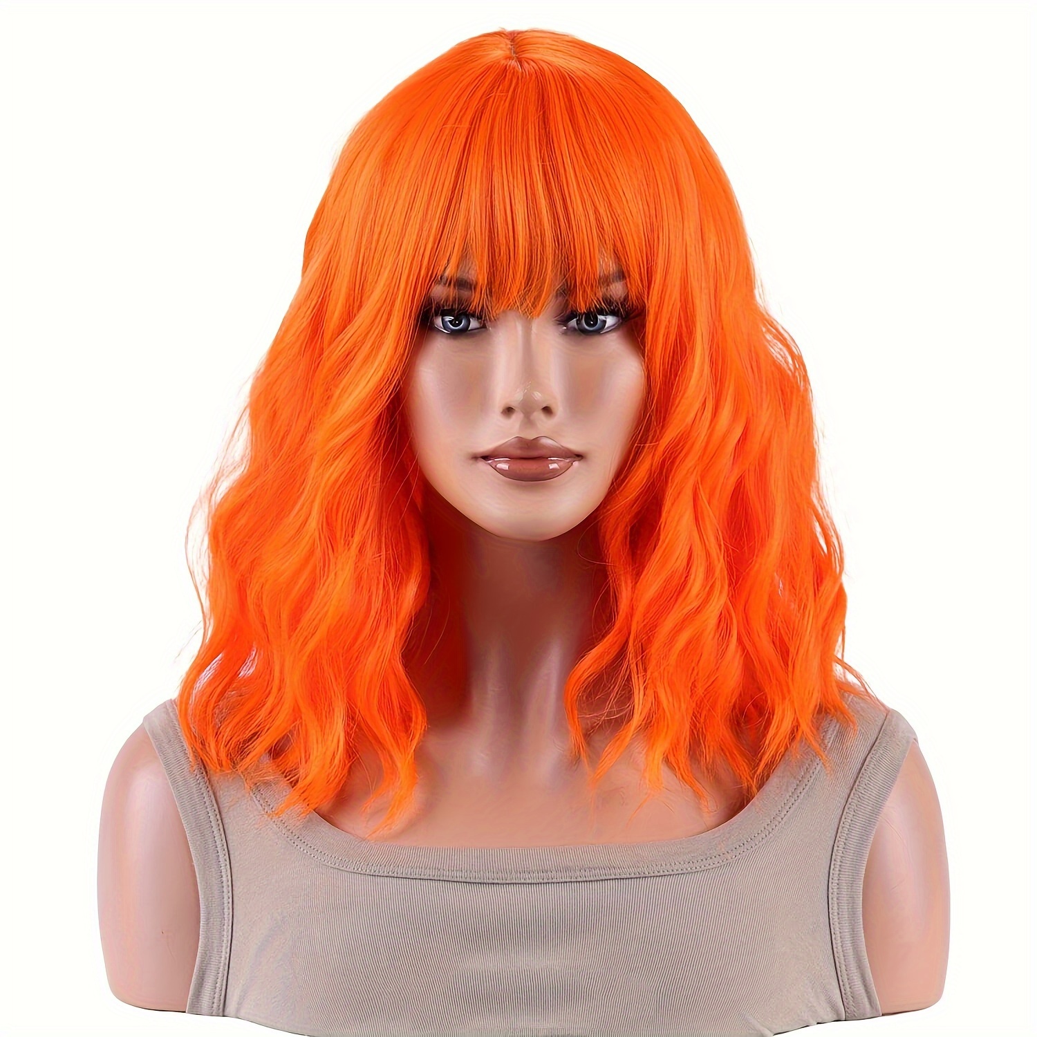 

-red 14" Curly Wig For Women - Synthetic , For Parties &