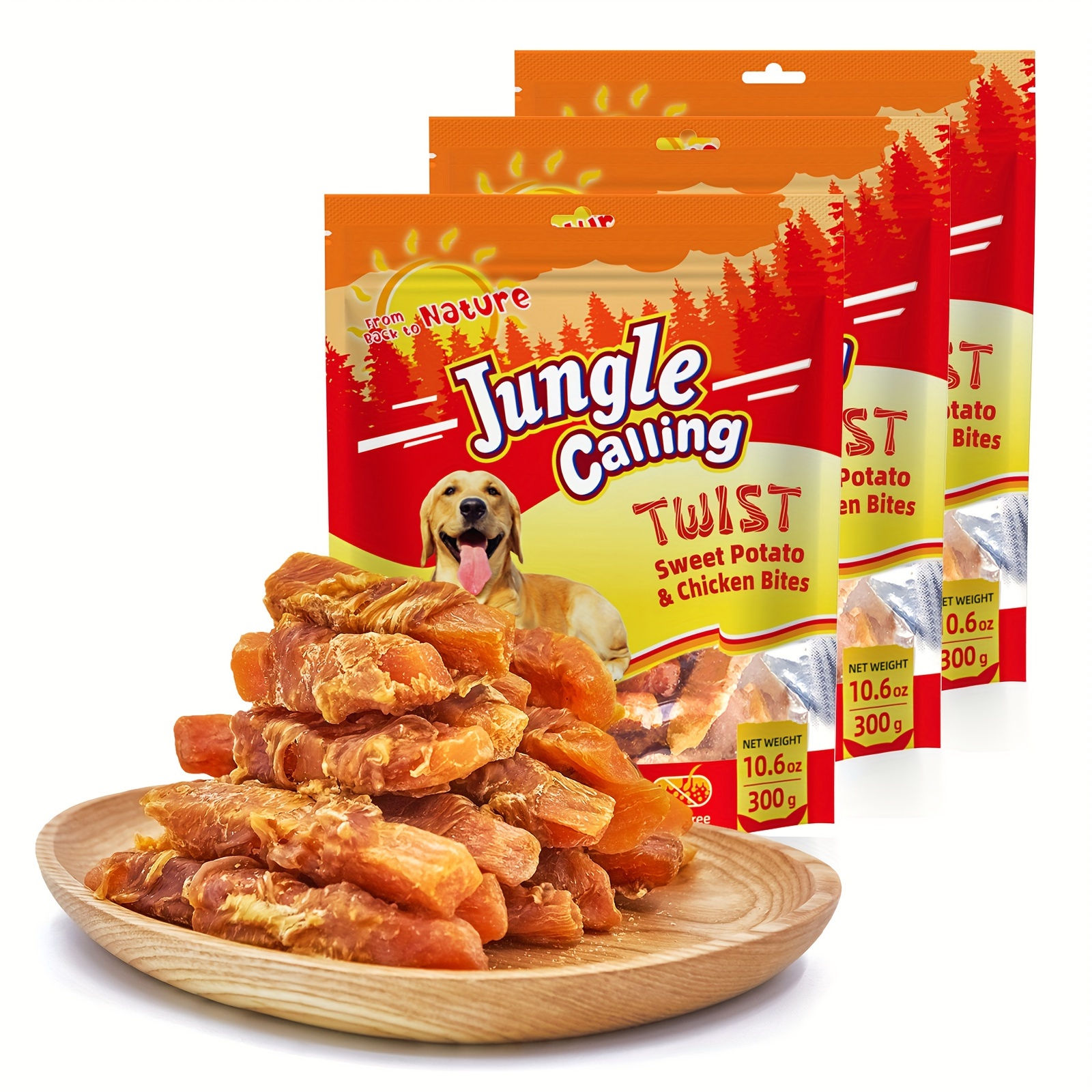 TEMU Jungle Calling Dog Treats, Chicken Wrapped Sweet Potato, Gluten And , For Nutrition