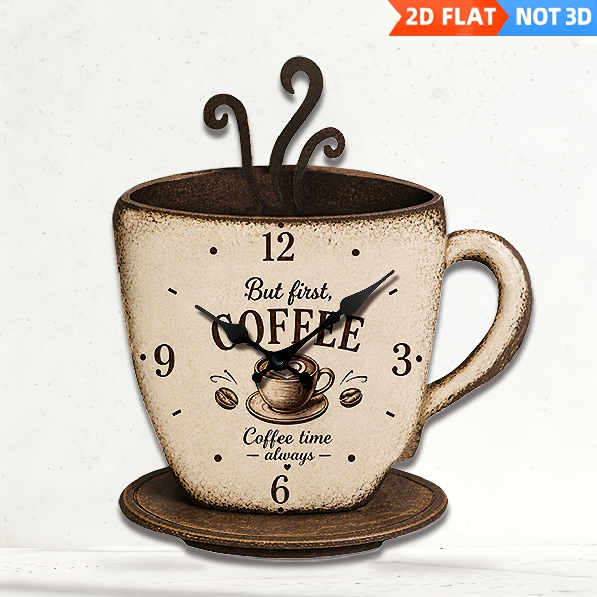 TEMU Horloge Murale Rétro de Tasse à Café, Horloge Décorative de Cuisine Thème Café Créatif, Horloge de Décoration Murale pour Salon de Restaurant de