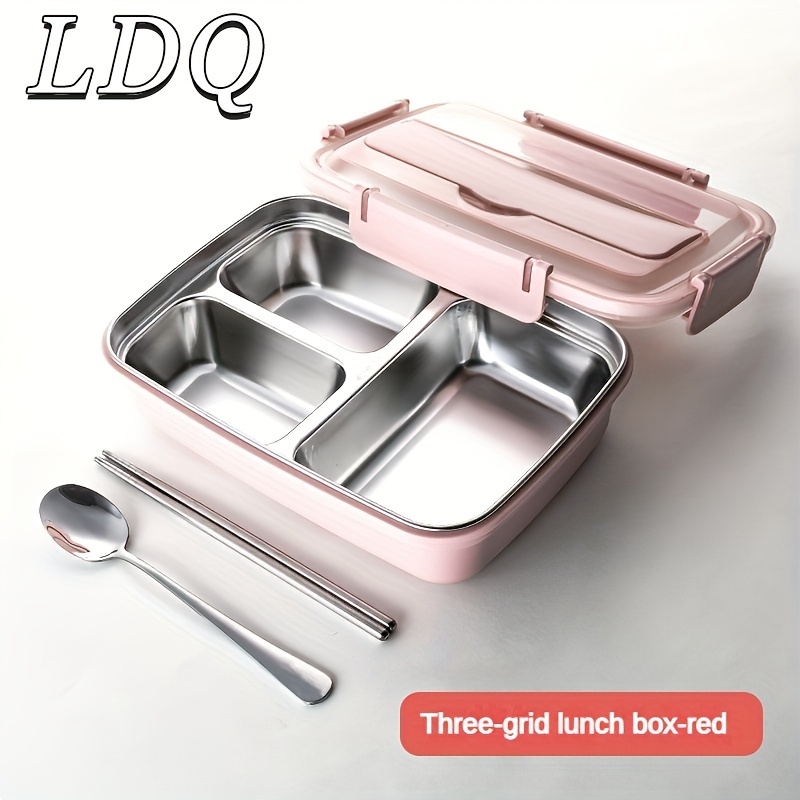 

Leak-proof Stainless Steel Lunch Box With 3/4 Compartments - Durable, Easy-clean Bento Container For Students & Office Workers