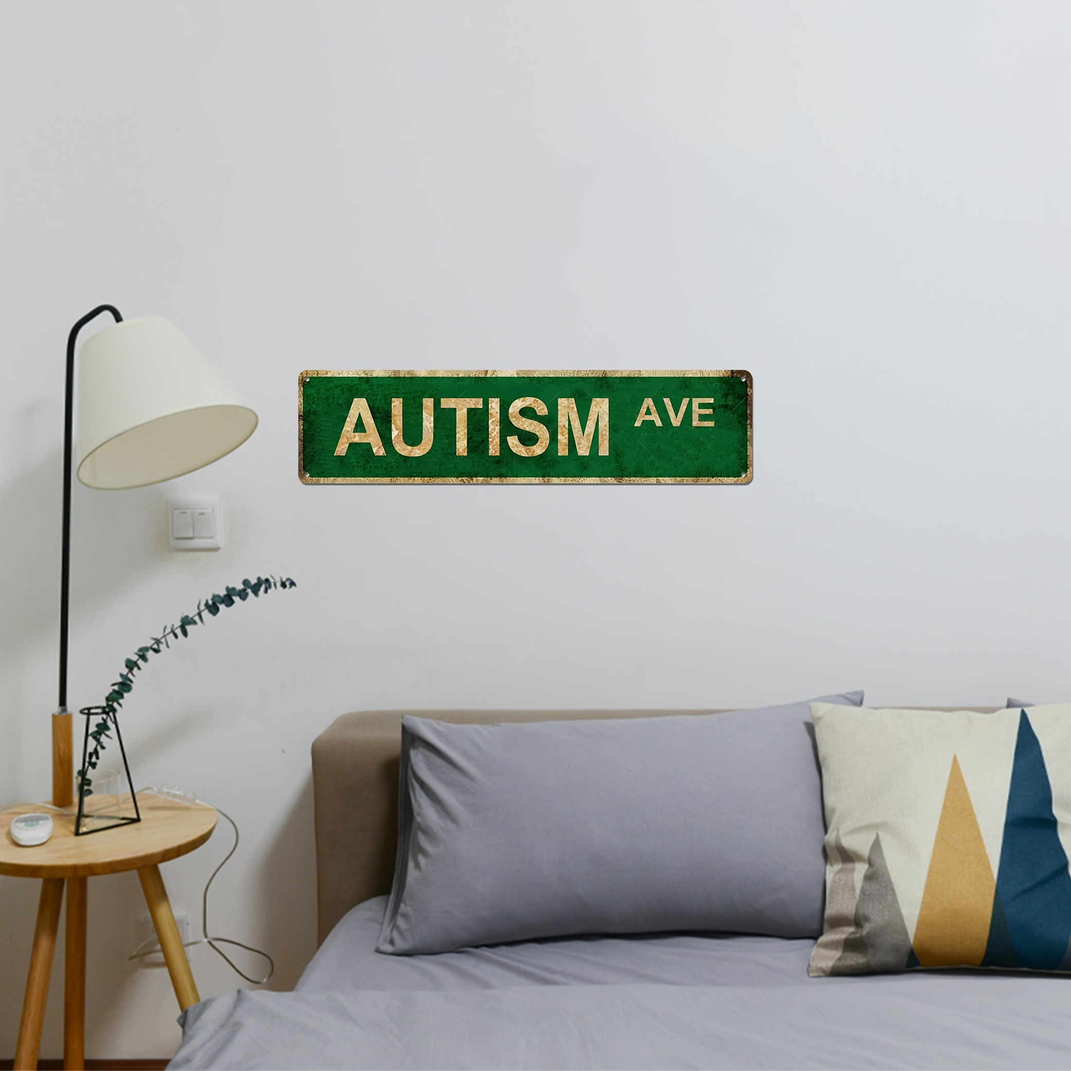 

1pc Vintage Aluminum Decorative Sign Plaque, Autism Ave, Multipurpose Wall Hanging Decor, Accent, With No Electricity Needed, For Living Room, Bedroom, Studio, , Versatile Indoor/outdoor Use