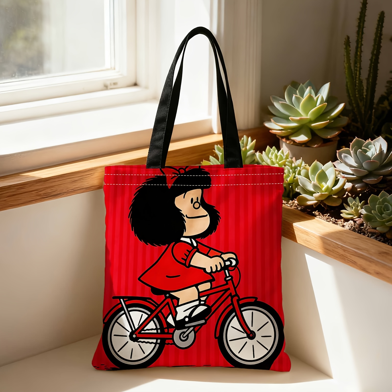 TEMU Borsa shopper, borsa da shopping portatile a spalla, a tracolla e a , per ciclisti, personaggi, biciclette, adatta per viaggi, cosmetici, borse