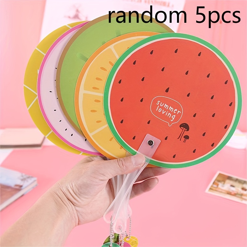 

Random 5pcs, Fruit With Pendant Fan, Assorted Fruit Design Handheld Fans With Pendant, Durable Polypropylene Pp, Summer Cooling Accessory