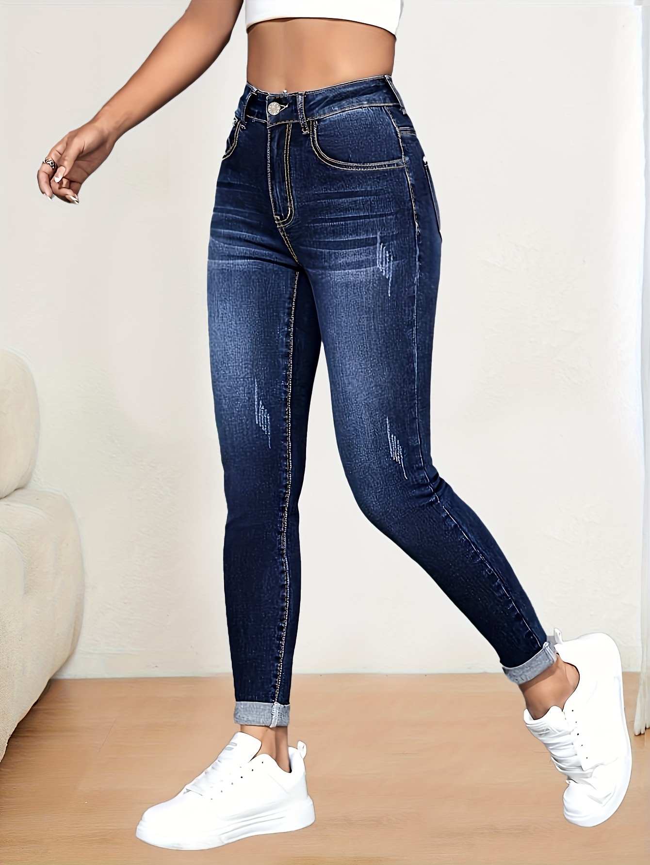 Pantalon à taille élastique e.s.active bleu royal/bleu foncé