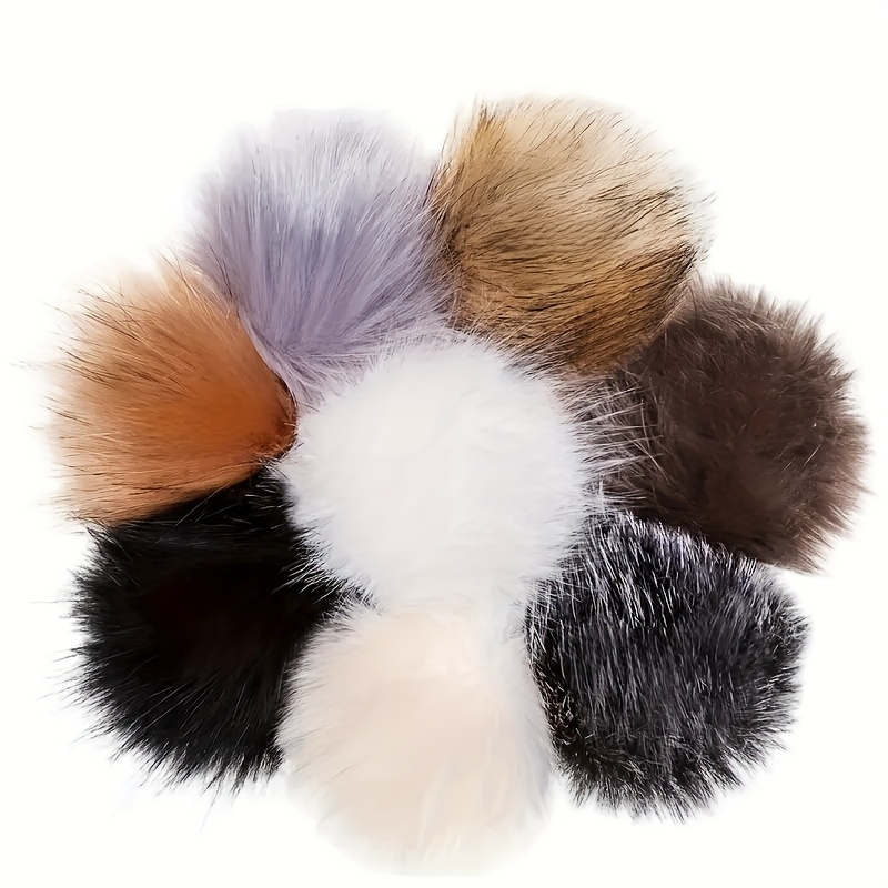 

8-pack Fluffy Fox Fur Pom Poms, 3.94inch Soft Plush Ball For , Shoes, And Hat Accessories, Knitted Crafting Supplies