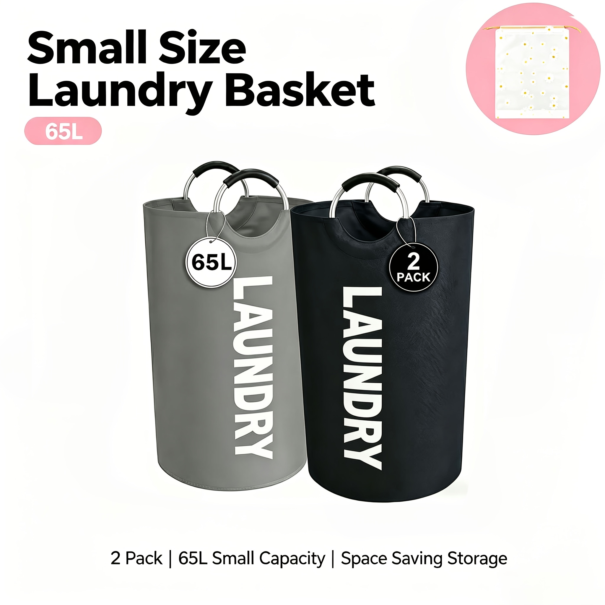 TEMU 2 Pack Laundry Basket, Foldable High Quality Laundry Baskets, Ideal Laundry Hamper Organizer For , Suitable For Storage In Bathrooms, Laundry