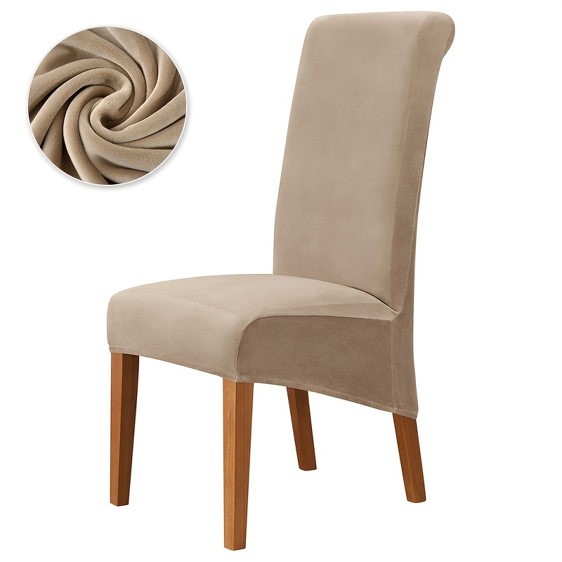 TEMU 1pc Silvery Fox Plush High-back Chair Cover, Plus Size, Fabric