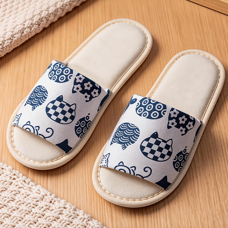 TEMU Pantuflas Desechables Estilo Japonés para Hotel, Pantuflas Cómodas Antideslizantes para el Hogar, KTV, Diseño de Gato, Hotel, Casa de Huéspedes,
