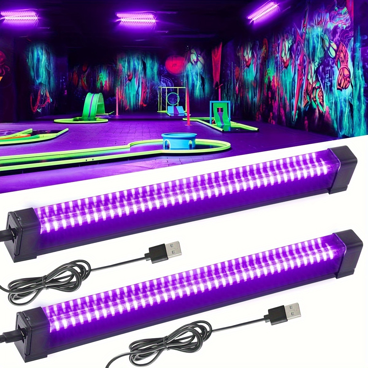 

2pcs 12.6inch Usb Uv Led Blacklight 385-400nm Black Light Bar Light Effect Party Lights, With Switch For Halloween Disco, Low Voltage 5v