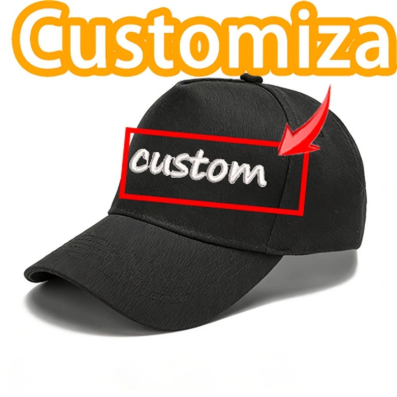 TEMU Personalized Embroidered Text Work Baseball , Unisex, Multi-functional Five-panel Reinforced With Adjustable Buckle, Suitable For Group