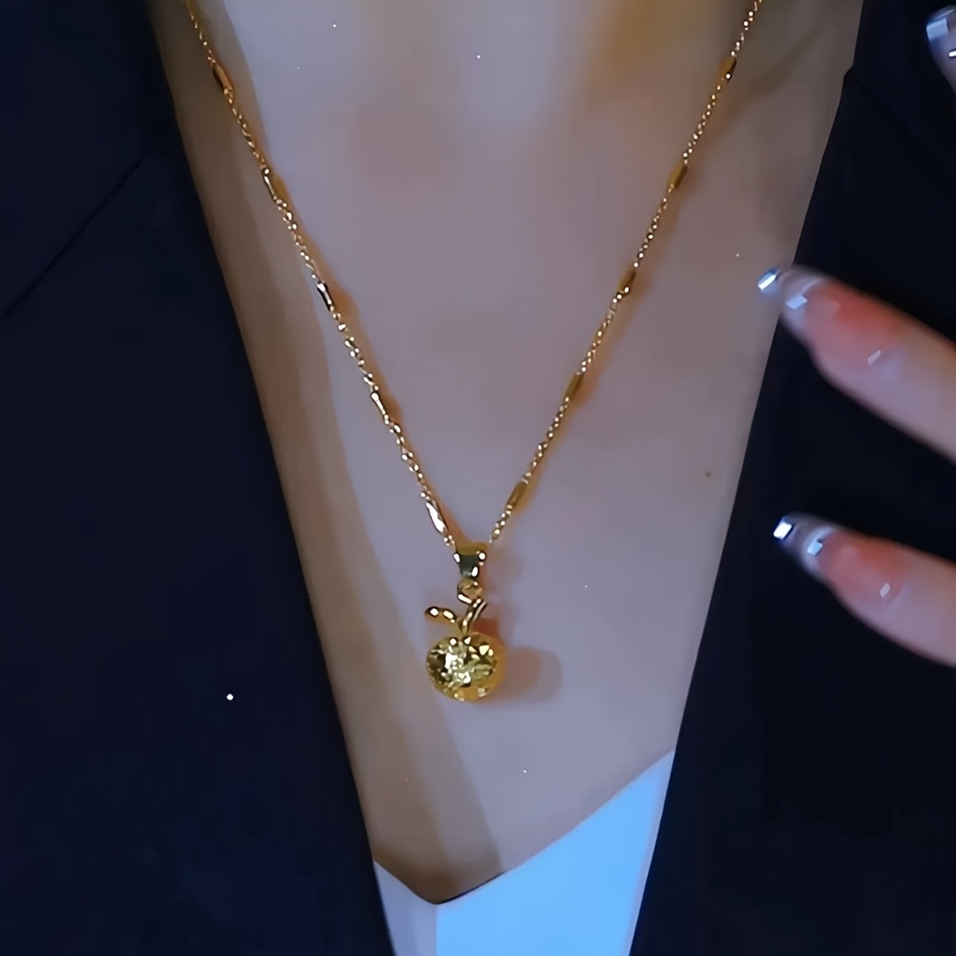 TEMU 18k Golden Plated Necklace Flash Pendant Necklace Women's New Niche Premium Temperament