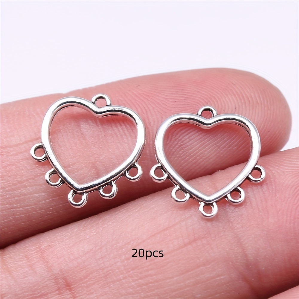 20pcs Ancient Silvery Love Earrings Connector Charm Earrings Heart Pendant Diy Earrings Necklace Handmade Craft Jewelry Accessories 15x14mm Valentine's Day