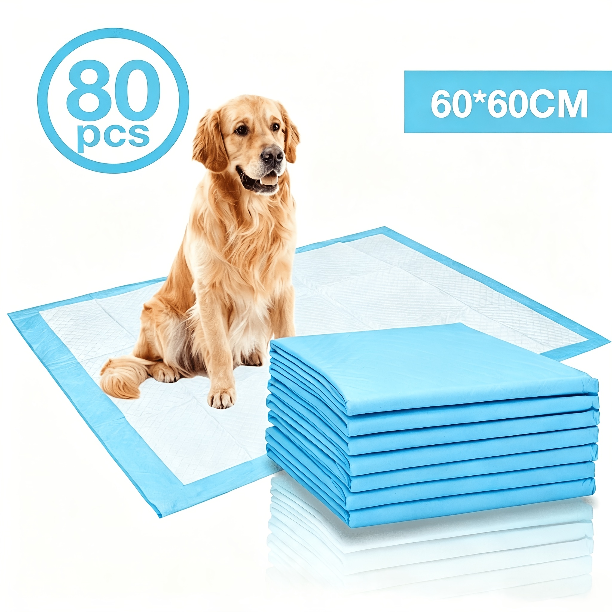 Image of Disposable Puppy Training Pads, Super Absorbent Dog Pee Pads -dry Surface And Leak-resistant Backing, Indoor Potty Toilet Mats For Puppies, Senior Dogs, Cats, Cages, Floors & Travel, 45×60cm/60×60cm