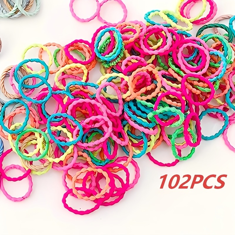 TEMU 102pcs Large-capacity Colored Threaded Hair Ties, Highly Elastic And Durable, Not Easy To Break, Hair-friendly And Non-constricting, Versatile