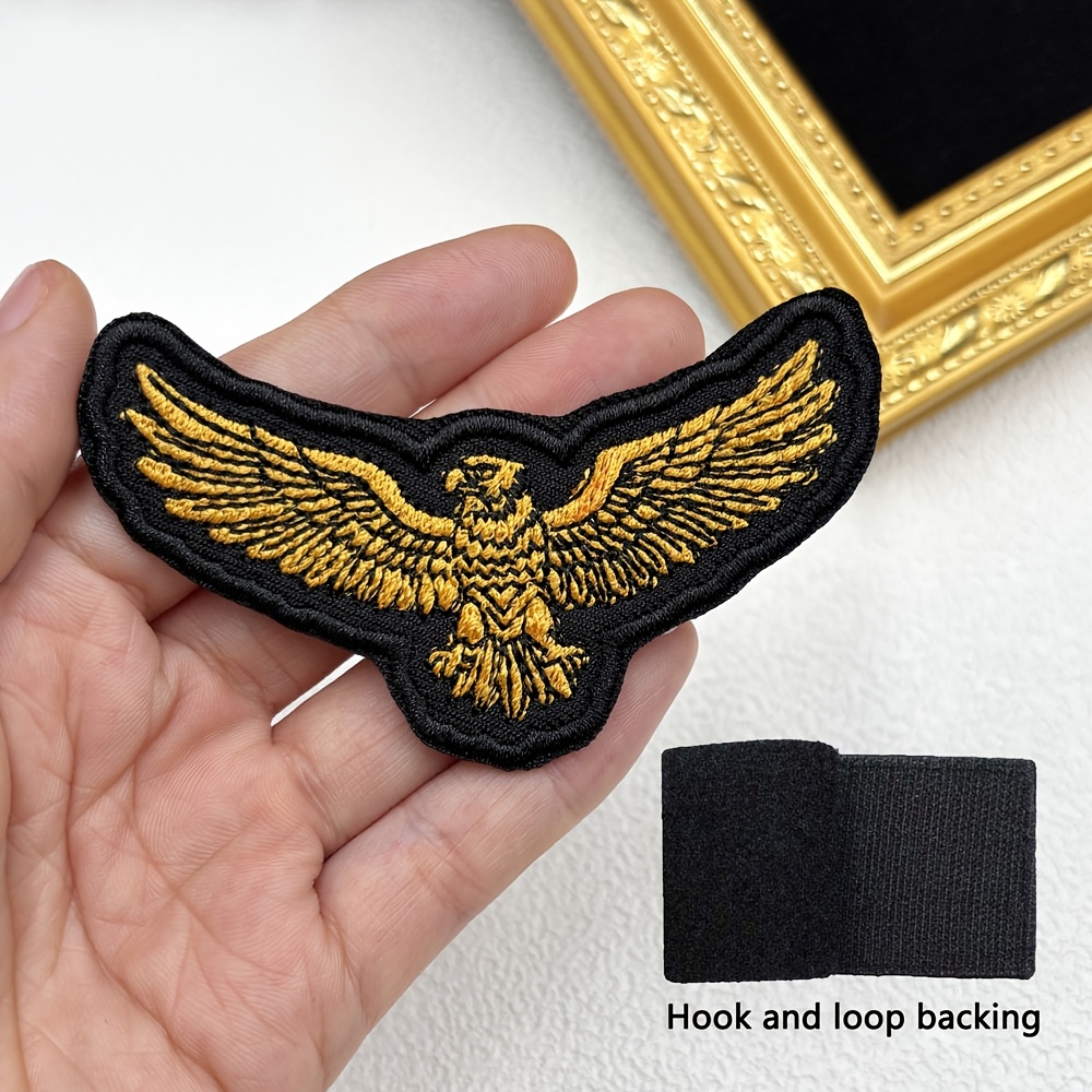 TEMU Écusson brodé Aigle d'Or avec support, Patch amusant d'oiseau de majestueux pour équipement de , sacs à dos