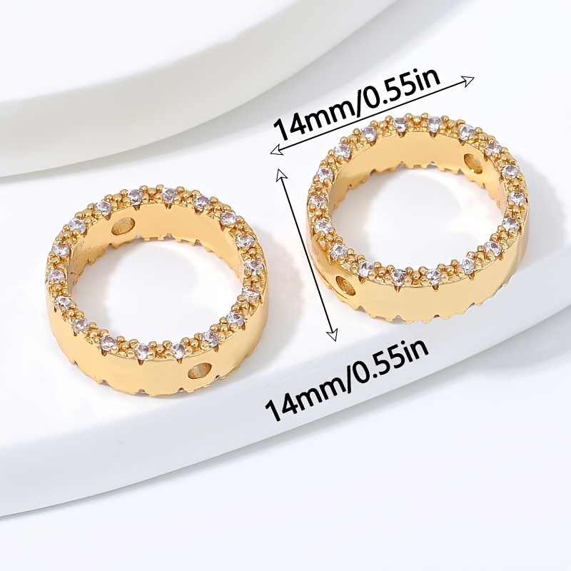 TEMU 2pcs Brass Micro Pave Cubic Spacer Beads, Diy Bracelet Necklace Jewelry Making Supplies & Accessories