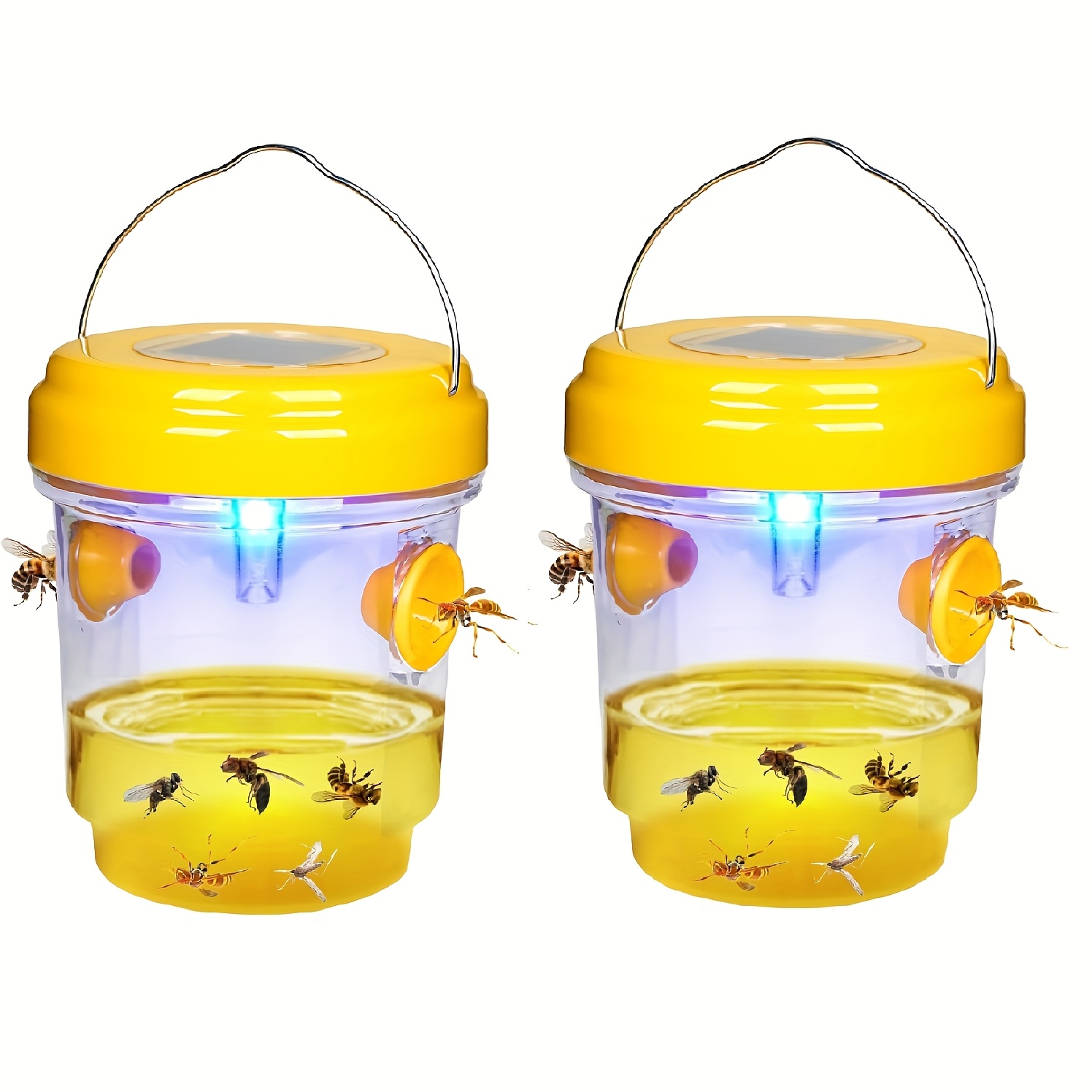 2pcs 3pcs wasp traps outdoor hanging solar bee trap for outside   traps bee wasp catcher outside garden wasp deterrent killer reusable yellow jacket   catcher