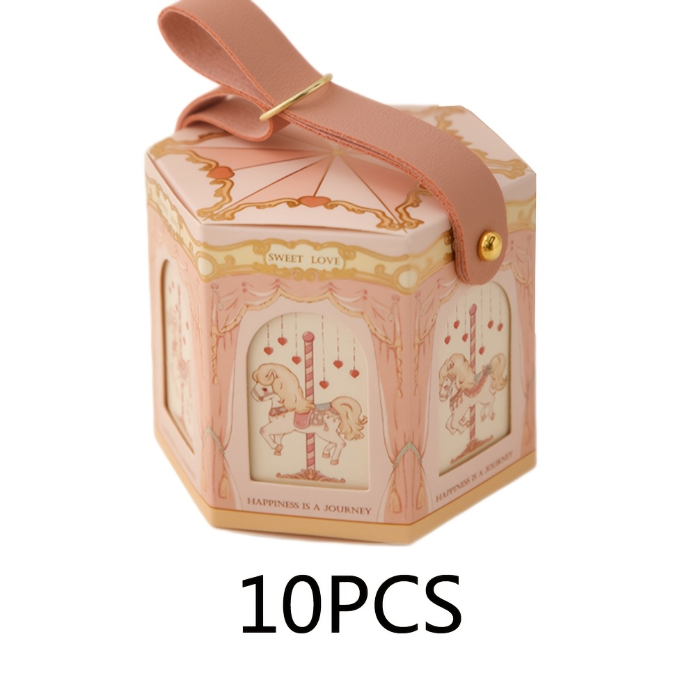 Gift For Her/him 10pcs Carousel Gift Boxes Packaging Wedding Birthday Party Favor Bags Shower Present Case, Christmas, Halloween