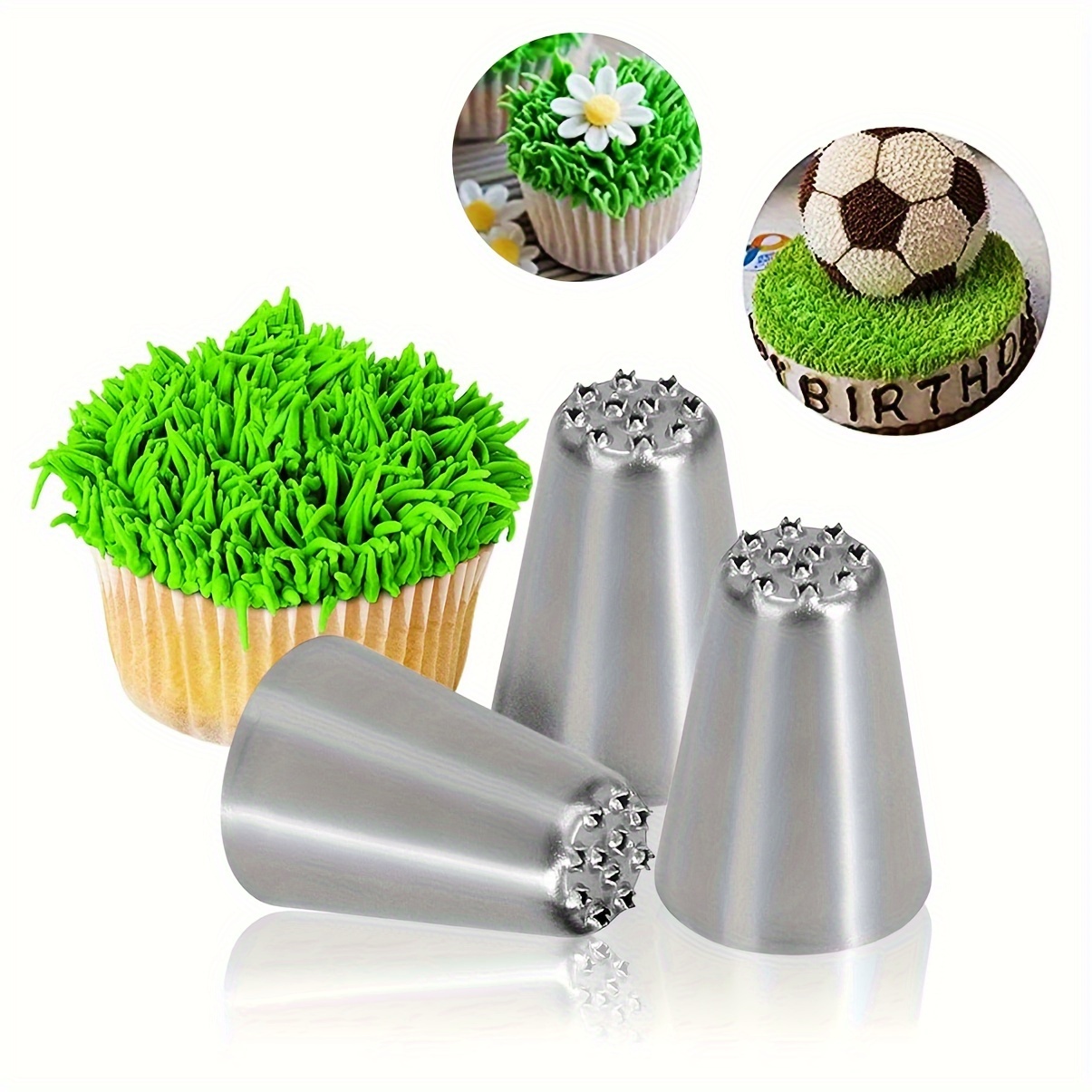 

3pcs Set Stainless Steel Pastry Nozzles, Creative Cake Decorating Tips For Cream Flower Piping, Dessert Decoration Tools